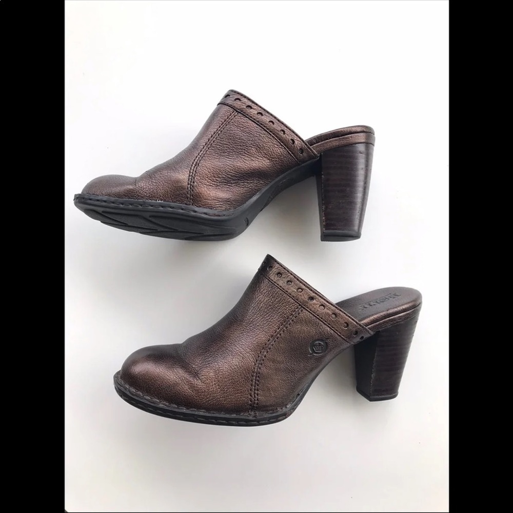 Born Metallic Brown Leather Heeled Mules - Picture 4 of 8